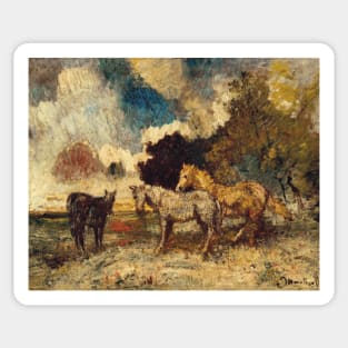 The Three Horses by Adolphe Monticelli Sticker